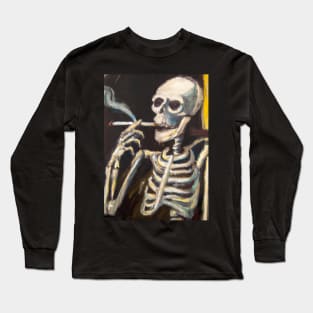 Skeleton Smoking a Cigarette Long Sleeve T-Shirt